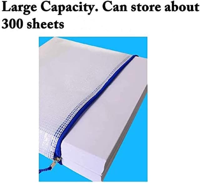 Detalle de 10-Pack A4 Plastic Zip Wallets with Mesh & Zipper – Ziplock Envelopes for Documents, A4 Paper & Small Items