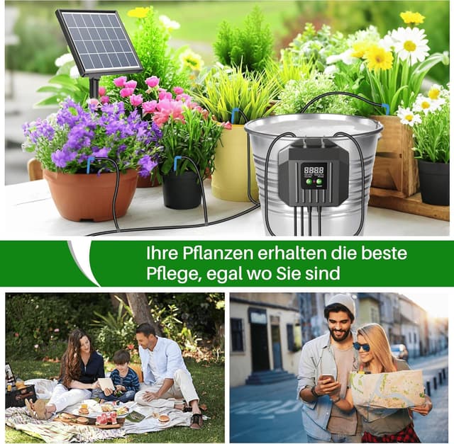 Detalle de Biling Solar-Bewässerungssystem für Balkon & Garten – 7,5 W, 15 m, automatisch per Timer