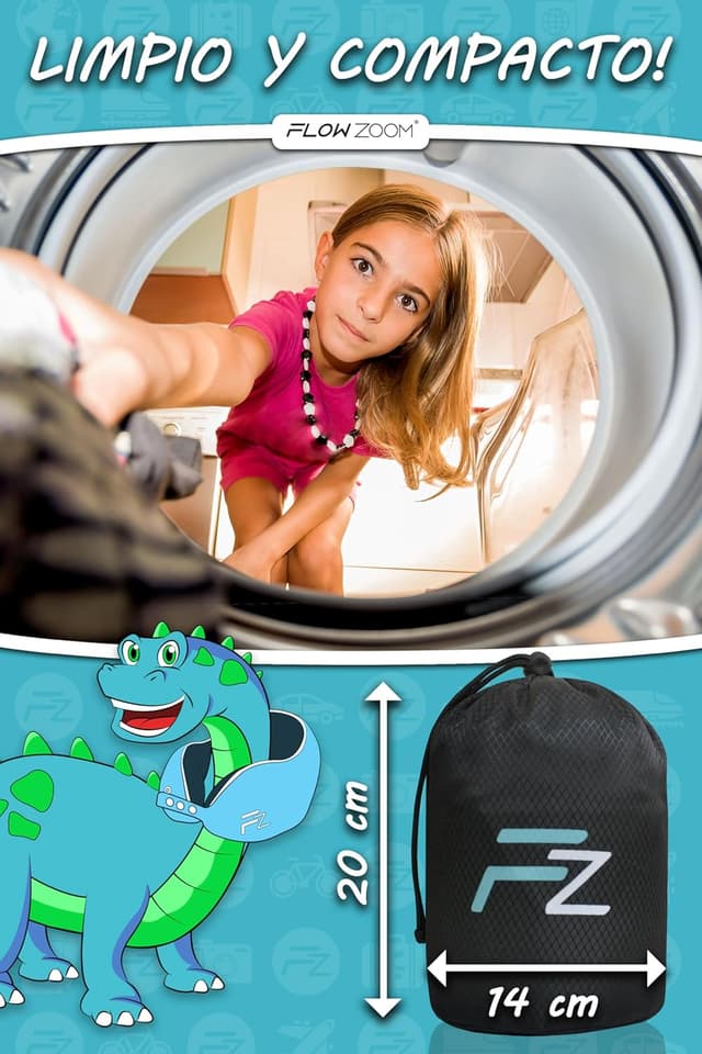 Detalle 2 de FLOWZOOM Comfy Kids Almohada de Viaje ✈️ para Niños Mayores de 6 Años