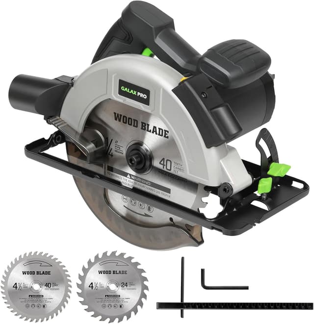 Detalle de GALAX PRO 1400W Handkreissäge mit Laserführung, Schnitttiefe bis 62 mm & 2x 185 mm Sägeblätter