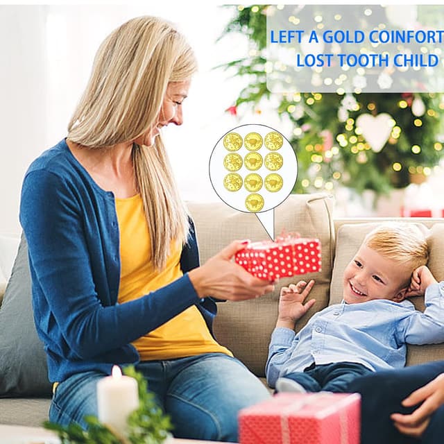 Detalle de VEEKAY 10 Stück Zahnfee-Münzen (Goldfee) – Souvenir & Belohnung für verlorene Milchzähne