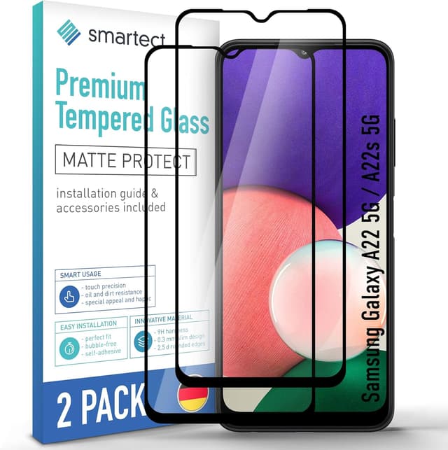 Detalle de smartect Verre Trempé 2 pièces Full Screen mat (9H) pour Samsung Galaxy A22 5G / A22s 5G