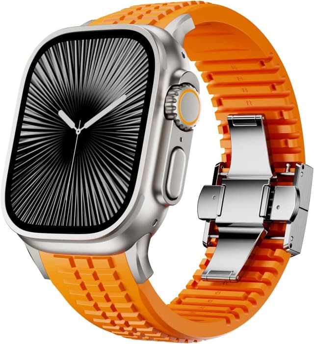 Detalle de VKEOO Modern Silicone Watch Band for iWatch Ultra 2 / Ultra & Series 10–7 (44mm–49mm)