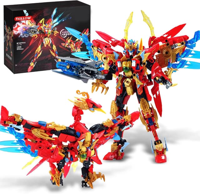 Detalle de TIALLOW Fire Phoenix Mech Sets 2-in-1 Transforming Robot Building Blocks (Vermilion Bird, 531 Pieces)