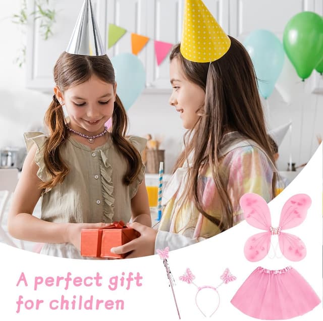 Thumbnail 6 de AYBUY Kids Fairy Wings Costume Set (Butterfly Wings, Tutu, Magic Wand & Headband)