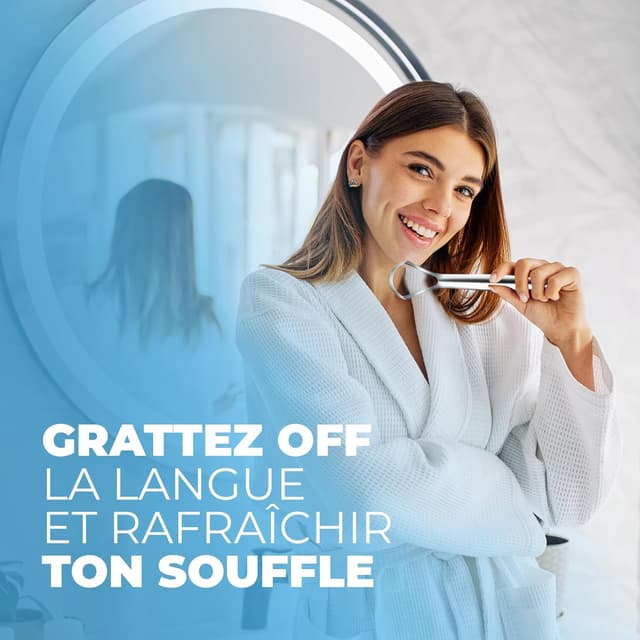Detalle de HOKIN gratte-langue en acier inoxydable pour adultes (2 pièces) : nettoyeur d’hygiène buccale
