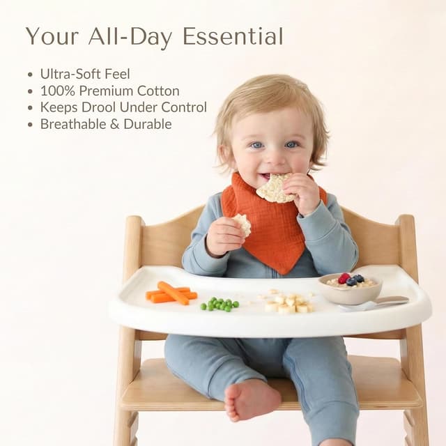 Thumbnail 5 de Konssy Muslin Baby Bibs 10 Pack bandana drool bibs