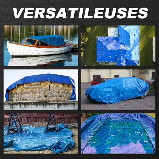 Detalle de Waterproof Tarps 10x12 Feet (2-Pack) Heavy-Duty 8 Mil Green Tarp with Metal Grommets