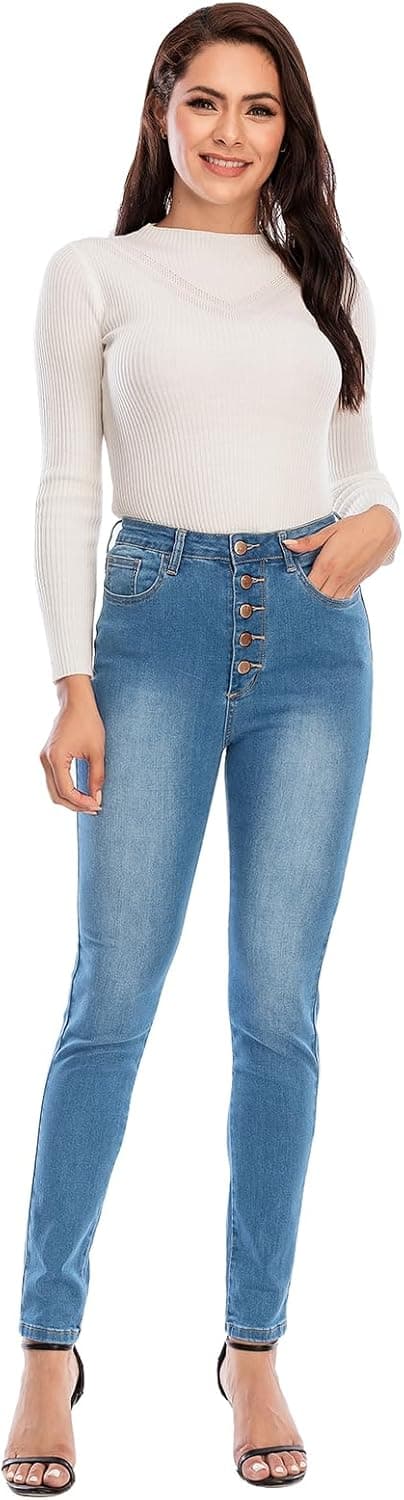 Detalle 2 de Jeans femme taille haute Ecupper slim skinny stretch à 5 poches