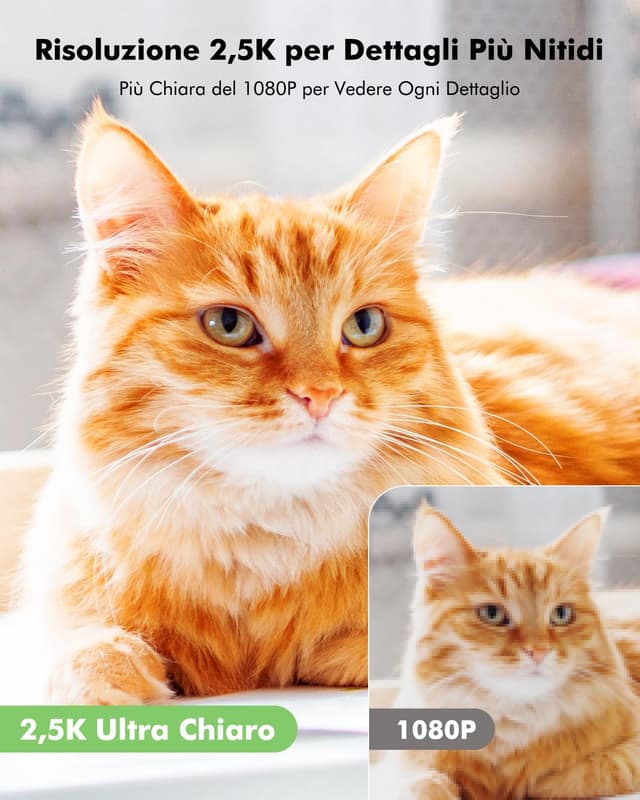 Detalle de Mrowly 4MP 2.5K Telecamera WiFi interna senza fili con batteria 6000 mAh, visione notturna a colori e audio bidirezionale