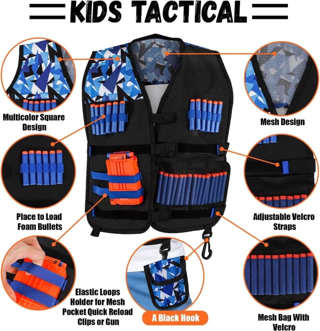 Detalle de Lehoo Castle Nerf Vest Kit 2 Pack for Kids (with darts, masks and reload clips)