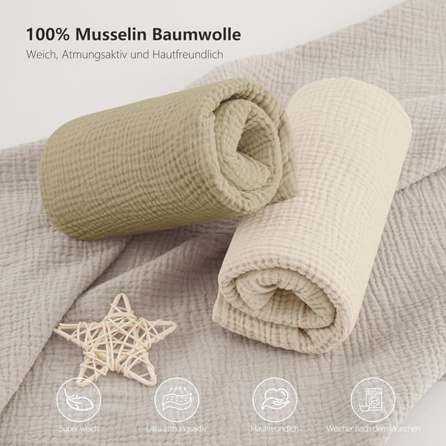 Thumbnail 1 de Bearmoss Musselin-Spannbettlaken 70x140 cm