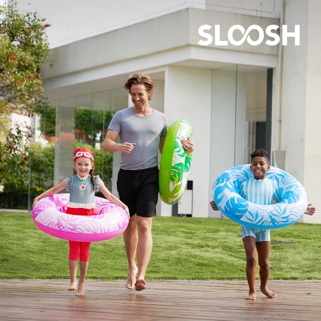 Detalle 2 de JOYIN Pool Inflatable Swimming Rings 82.5cm (3 Pack) – Tropical Leaf, Donut & Fruit-style float rings for kids and adults