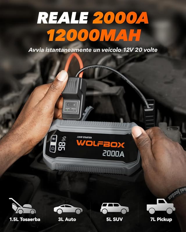 Detalle 2 de WOLFBOX Booster Avviamento 2000 A portatile