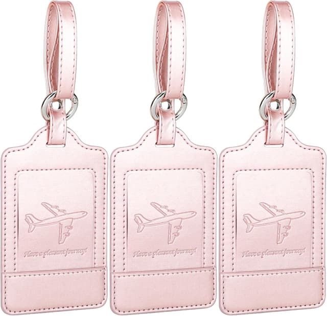 Detalle de Teskyer 3 Pack PU Leather Luggage Tags with Name ID Card (noticed, durable travel accessories)