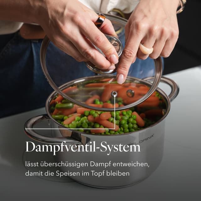Thumbnail 6 de FLORINA Falcon Edelstahl-Kochtopf 1,9 l (Ø 16 cm) mit Glasdeckel und Innenskala