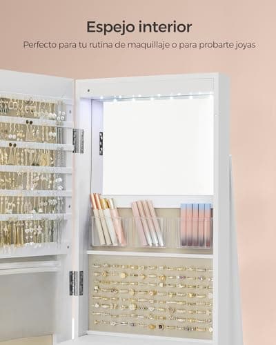 Detalle de SONGMICS Joyero espejo con LEDs 6