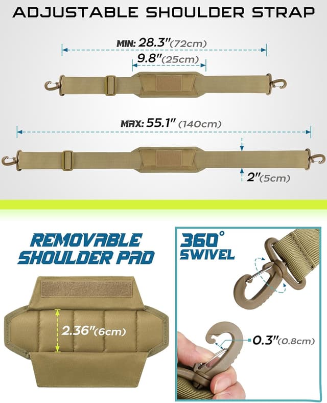 Detalle de WYNEX detachable shoulder strap pad for tactical pouches and crossbody bags