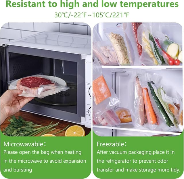 Detalle 2 de KitchenBoss Sacs sous vide alimentaires gaufrés – 10 rouleaux (20/28 × 300 cm)