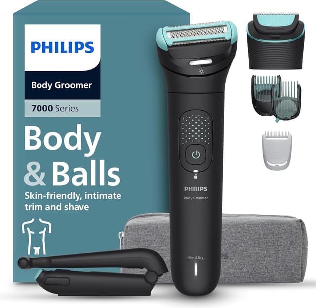 Detalle de Philips Bodygroom Serie 7000 BG7480/15 – rifinitore uomo con testina flessibile 2D, tripla protezione e autonomia fino a 120 minuti