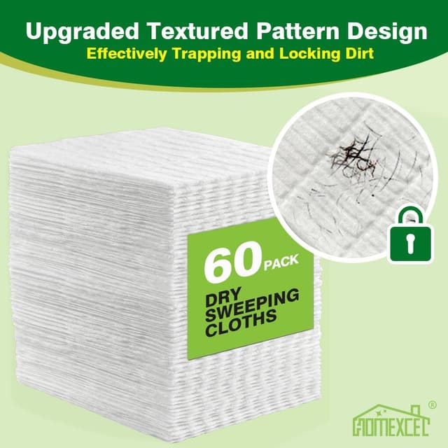 Detalle de HOMEXCEL Trockenkehrtücher für Swiffer Sweeper – 64 Einweg-Staubwedel-Nachfüllungen