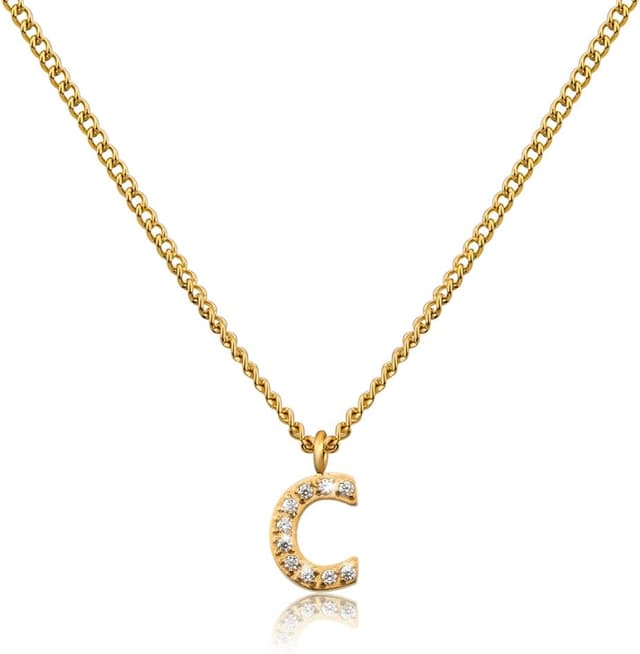 Detalle de GD GOOD.designs catena di lettere d’oro da donna con iniziali in zirconi e placcatura oro 18K