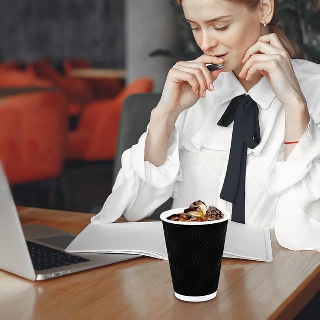 Thumbnail 4 de Lamosi 12 oz Disposable Coffee Cups 100 Pack