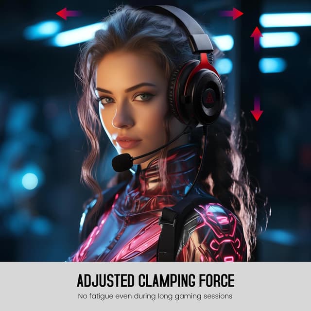 Detalle 2 de EKSA Gaming Headset E900 mit abnehmbaren Mikrofon & 3,5-mm-Kabel (PS5, Xbox, Switch, PC) – Schwarz