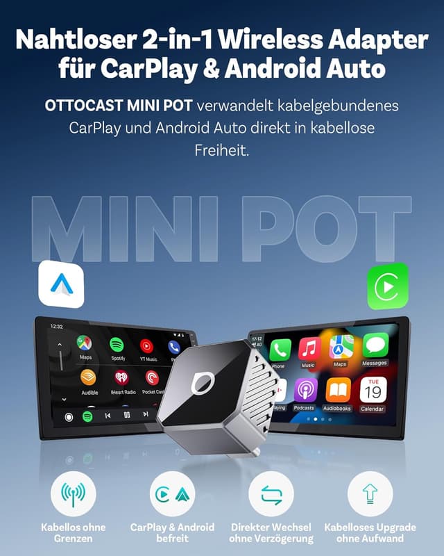 Detalle 2 de Ottocast Mini Pot USB-C Wireless CarPlay Adapter 2.4/5G