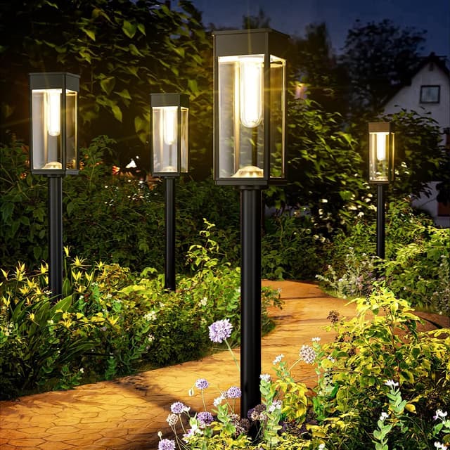 Detalle de BITPOTT Solarlampen für Außen Garten – 6er-Set IP65, warmweißes Licht für Terrasse & Wege