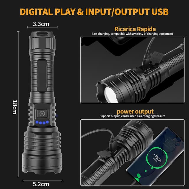 Detalle de DXHGHYGL torcia LED potente 500.000 lumen