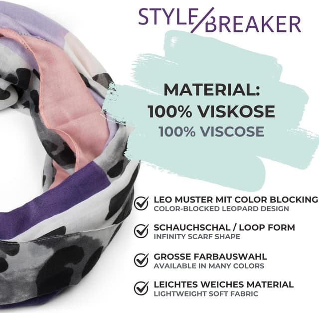 Thumbnail 4 de styleBREAKER Sciarpa ad anello leopardata 90x85 cm