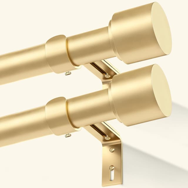 Detalle de GEEBOBO 2-Pack Gold Adjustable Curtain Rods (66–120 inch) for Wall Mount Windows