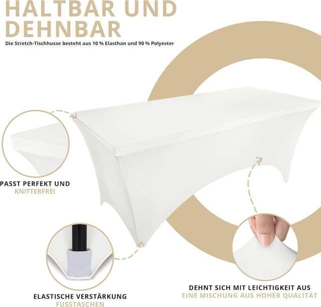 Detalle 2 de Utopia Kitchen Spandex Tischtuch 244x76x76 cm 2er Pack