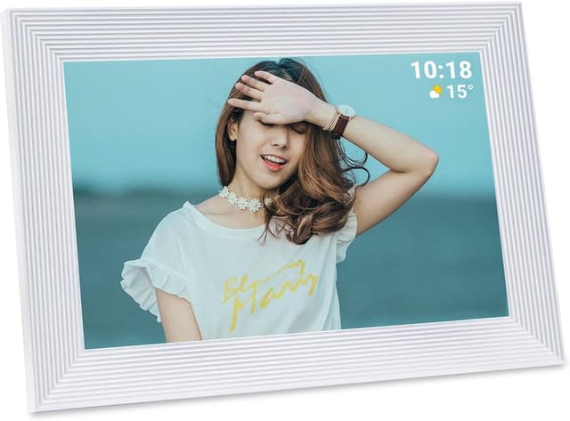 Detalle de Golony WLAN Digitaler Bilderrahmen Frameo 10,1 Zoll (1280×800) IPS-Touch, 16 GB – weiß