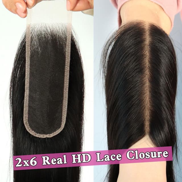 Thumbnail 6 de Mnador 2x6 SKINLIKE HD Lace Closure (Deep Parting, Straight, 16in) Brazilian Virgin Human Hair