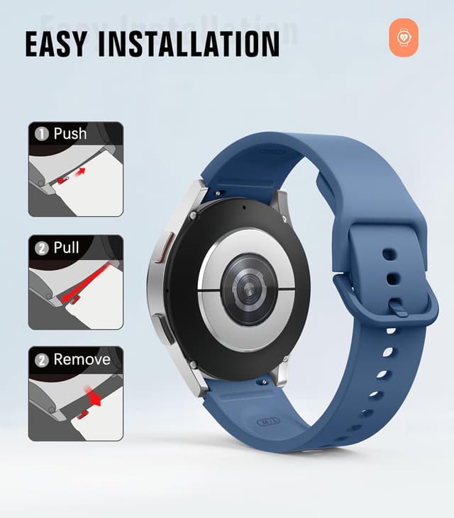 Thumbnail 6 de MoKo No Gap Soft Silicone Replacement Sport Strap for Samsung Galaxy Watch (20mm) — 40mm/44mm/43mm/47mm/45mm/42mm/46mm compatible