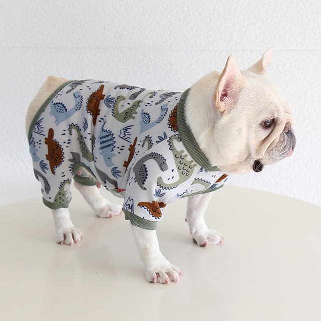 Detalle de BT Bear Fat Dog Clothes Green Dinosaur dog pyjamas jumpsuit (L, back length 33–36cm)