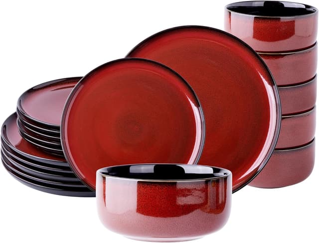 Detalle de LERATIO LeRatio Ceramic Dinnerware Sets for 6 (18PCS) with Reactive Glaze