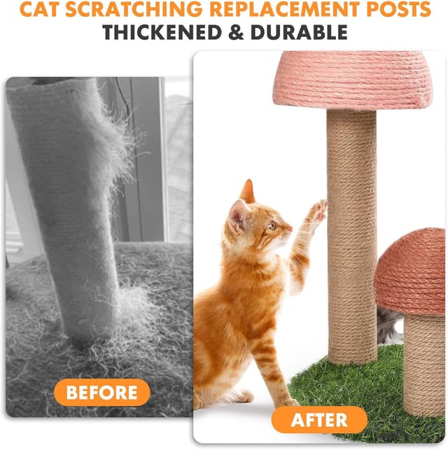 Detalle 2 de Pinkgarden Thick Natural Sisal Cat Scratching Post Refill Poles (2 Pack) – 15.7" length, 4.5" thick