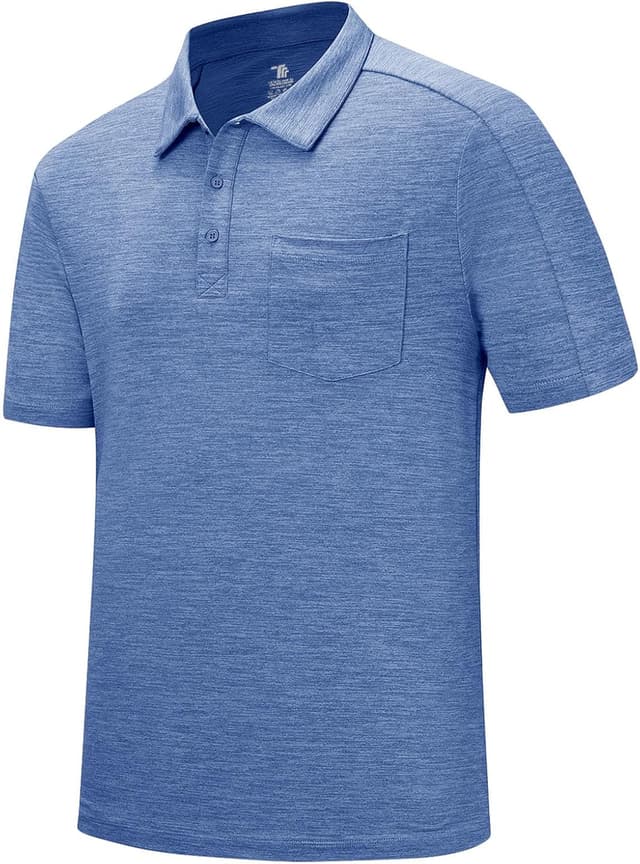 Detalle de Rdruko Men’s Short-Sleeve Quick-Dry Polo Shirt with Pocket (3-Button Placket)