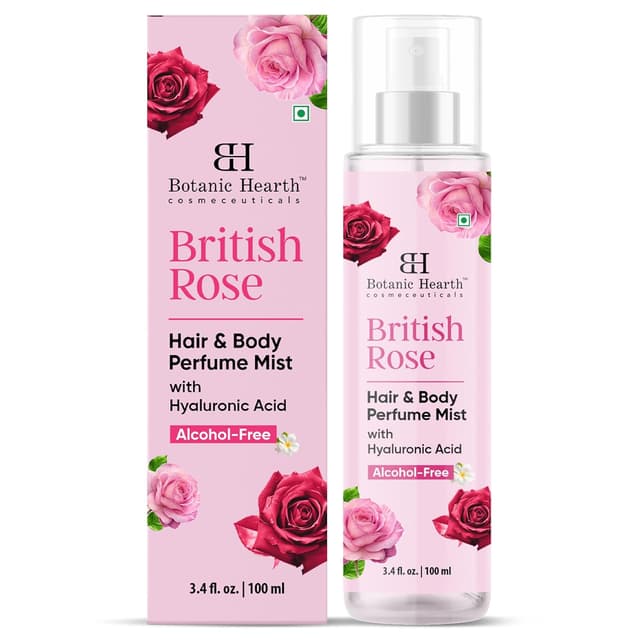 Detalle de Botanic Hearth British Rose Hair Perfume & Body Mist (Alcohol-Free) — long-lasting rose scent for hair and skin, 3.4 fl oz