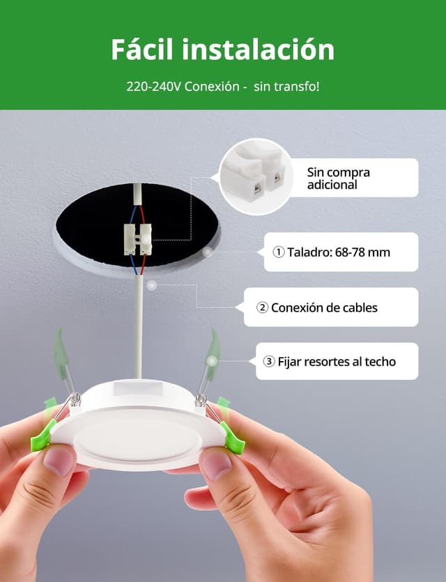 Thumbnail 6 de HOMEOW Downlight 5W Techo Empotrable Pack 10