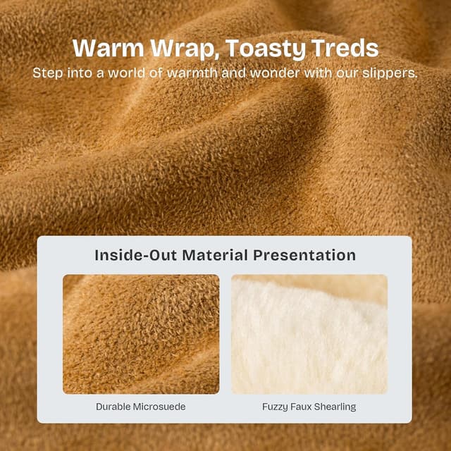 Detalle de EverFoams Women’s Microsuede Slippers with Memory Foam & Faux Shearling Collar