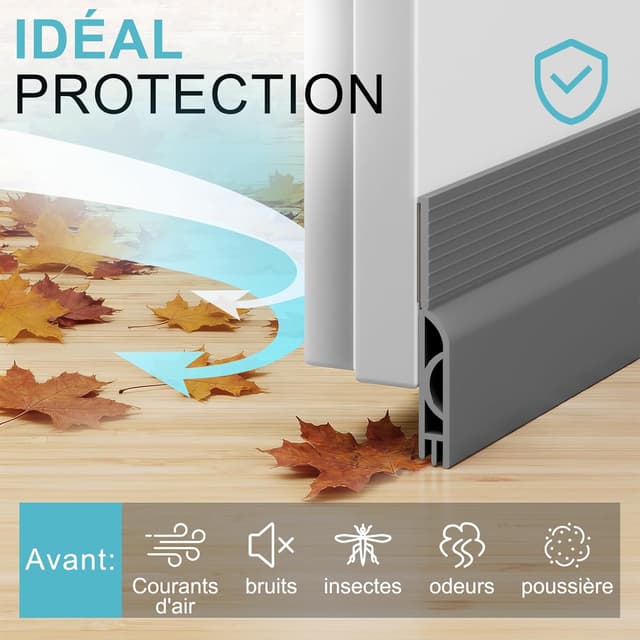 Detalle de Beoguy Bas de porte anti-courant d’air et étanchéité (gris, 1M) – joint isolant et anti-bruit