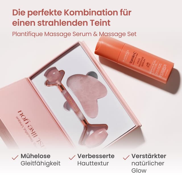 Thumbnail 2 de PLANTIFIQUE Rosenquarz Face Roller & Gua Sha Set für Gesichtsmassage
