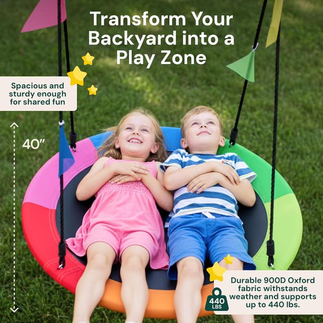 Thumbnail 3 de PLAYVIBE 40" Saucer Swing 440 lb Capacity