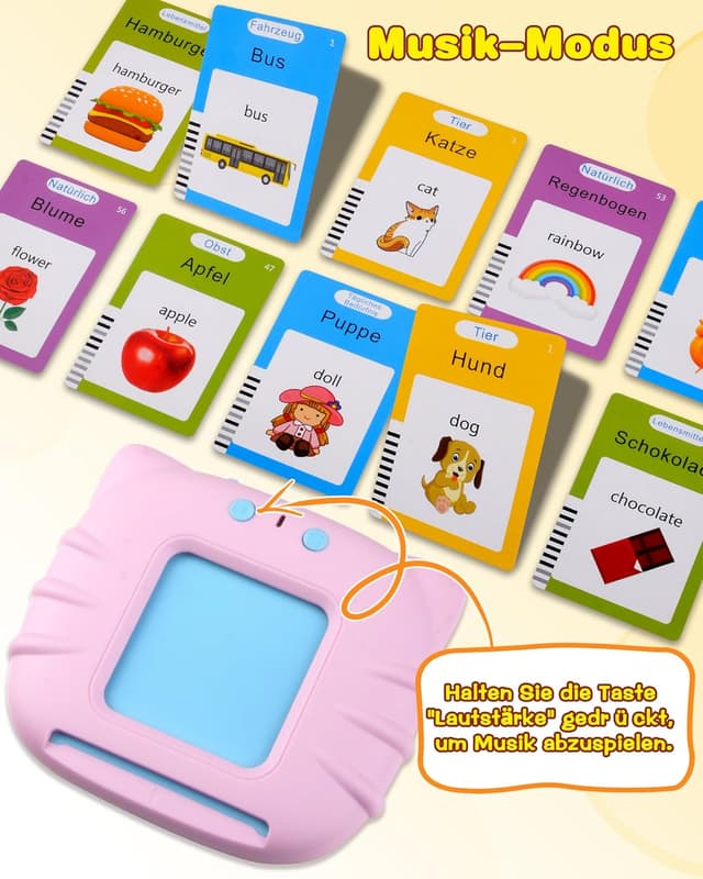 Detalle de Sprechende Flash-Karten (Standard Deutsch, 255 Blätter) – 510 Wörter, 3 Sprachmodi, für Kleinkinder 2–4 Jahre