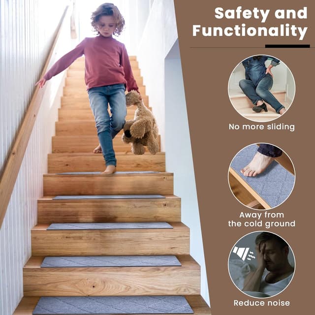 Detalle 2 de Homwiz tapis d’escalier antidérapant 76x20