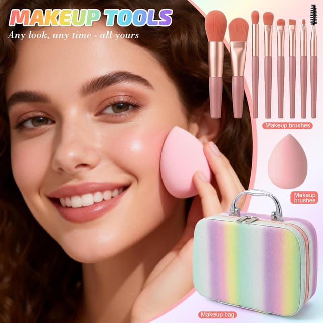 Detalle 2 de Muiefe Set Trucchi con Trousse Trucchi: kit completo con palette, occhi, labbra e accessori